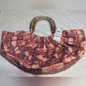 IVAH Tidal Tie Dye Bamboo Handle Shoulder Bag NWT Boho Statement Purse